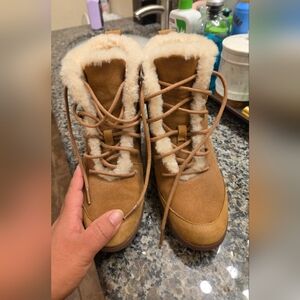 UGG Tan Suede Winter Boots with Cream Lining